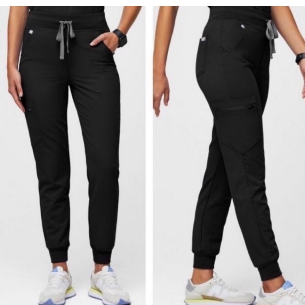Zomora black fig scrub pants size XS doctors nurse scrub pants work wear women’s - Picture 1 of 10